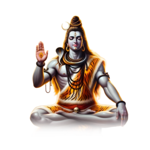 Shiva’s divine face with rudraksha mala, crescent moon, and aura for Shravan editing PNG banners.